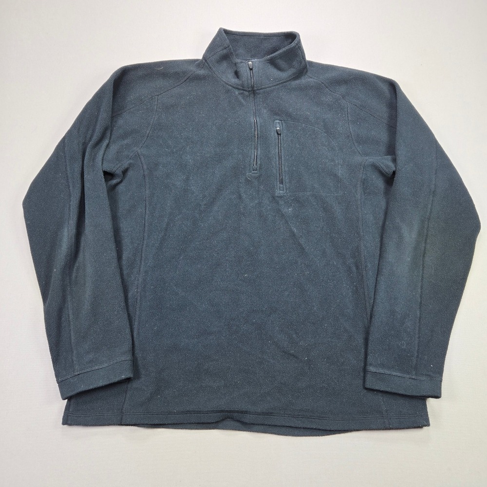 LL Bean Mens Fleece Quarter Zip Pullover Black Large Tall 280963 Mock Neck